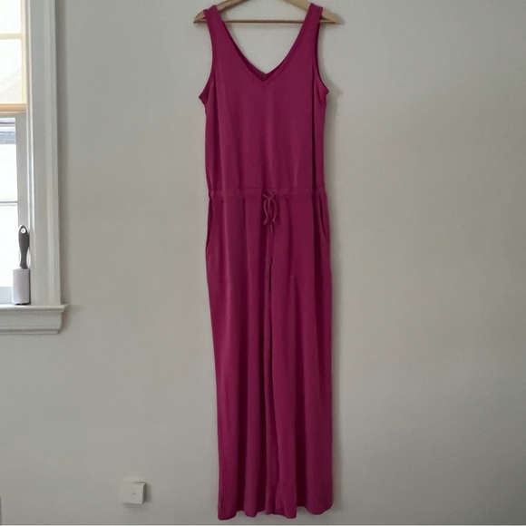 Lou & Grey Sandwashed Jumpsuit Wide Leg Pink Size Medium Buttery Soft - Picture 2 of 11